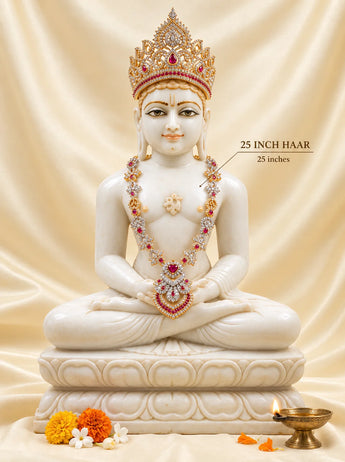25 inch Jain Bhagwan silver haar adorning a Jain deity idol