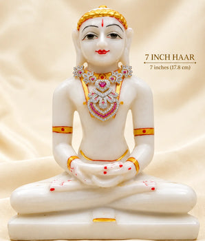 7 inch Jain Bhagwan silver haar adorning a Jain deity idol